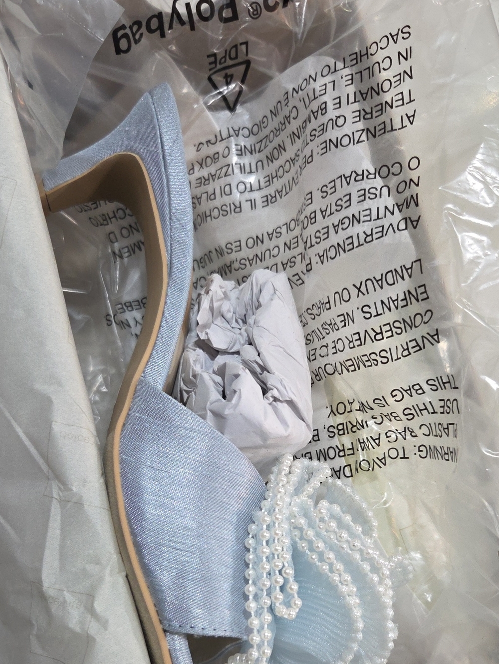 💙🔹️Dolce Vita 🔹️Light Blue Satin NARITA faux Pearl Heels - Picture 12 of 12